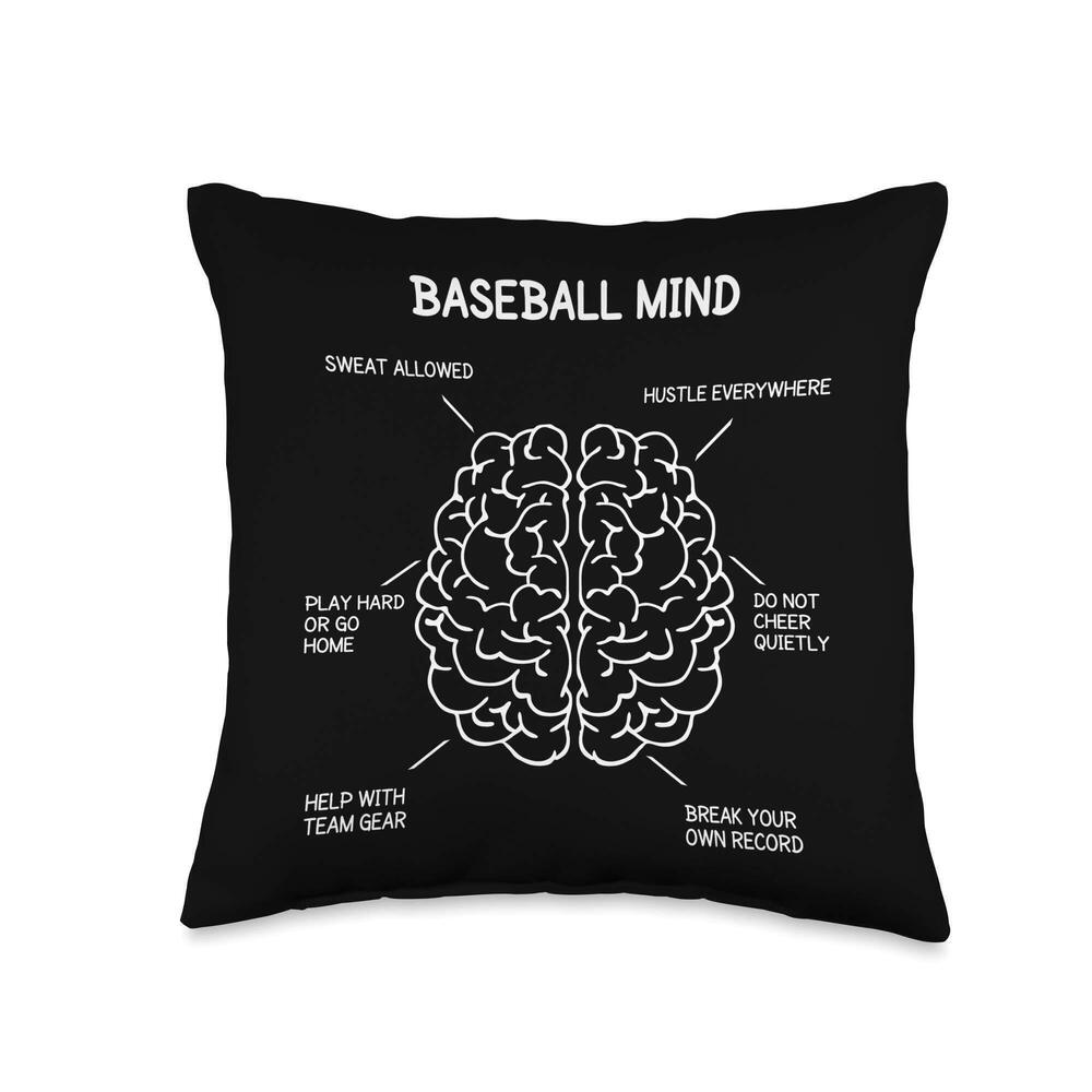 3155 Baseball Mind Think Sayings Brain Funny Christmas Gift Throw Pillow
